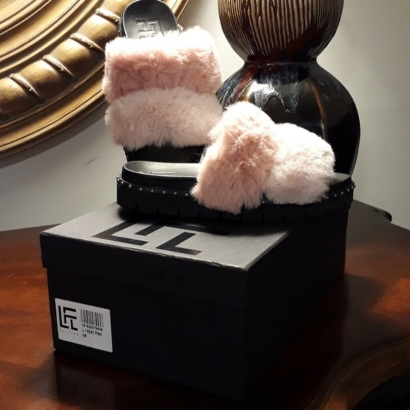 Lust For Life LFL Treat Pink Fur Slide Slipper 5 - Picture 2 of 4